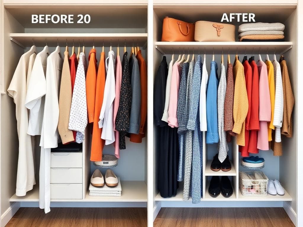 Wardrobe organized by seasonal colour palette after colour analysis